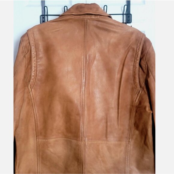 MISSANI LE COLLEZIONI Distressed Leather Motorcycle Jacket Men L Sportcoat Tan G - Picture 12 of 16